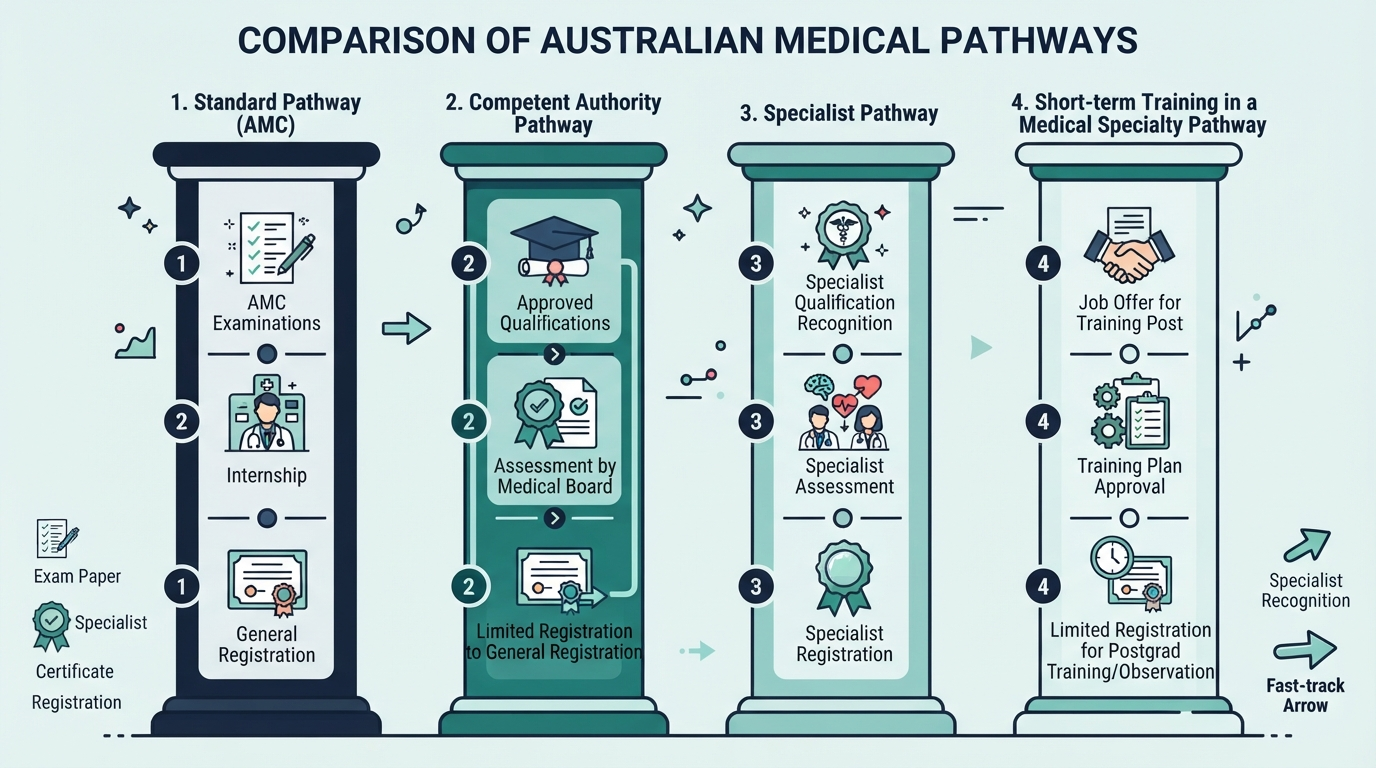 Standard vs Competent Authority vs Specialist Pathway Australia: AMC vs Competent Authority vs SIMG Comparison (2024 Guide)