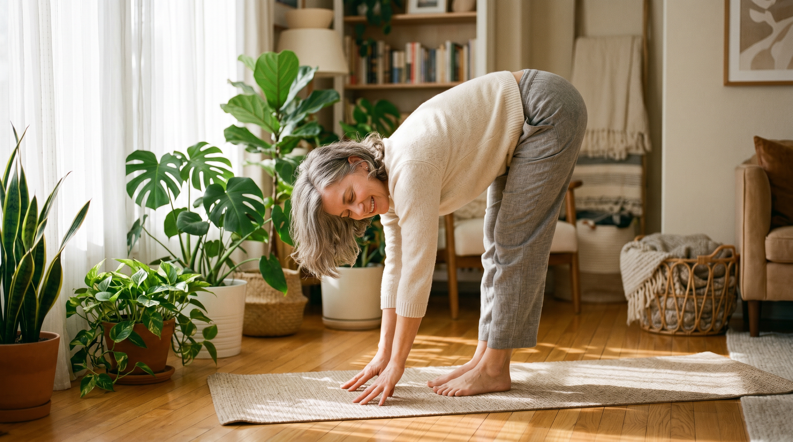 Woman stretching gently