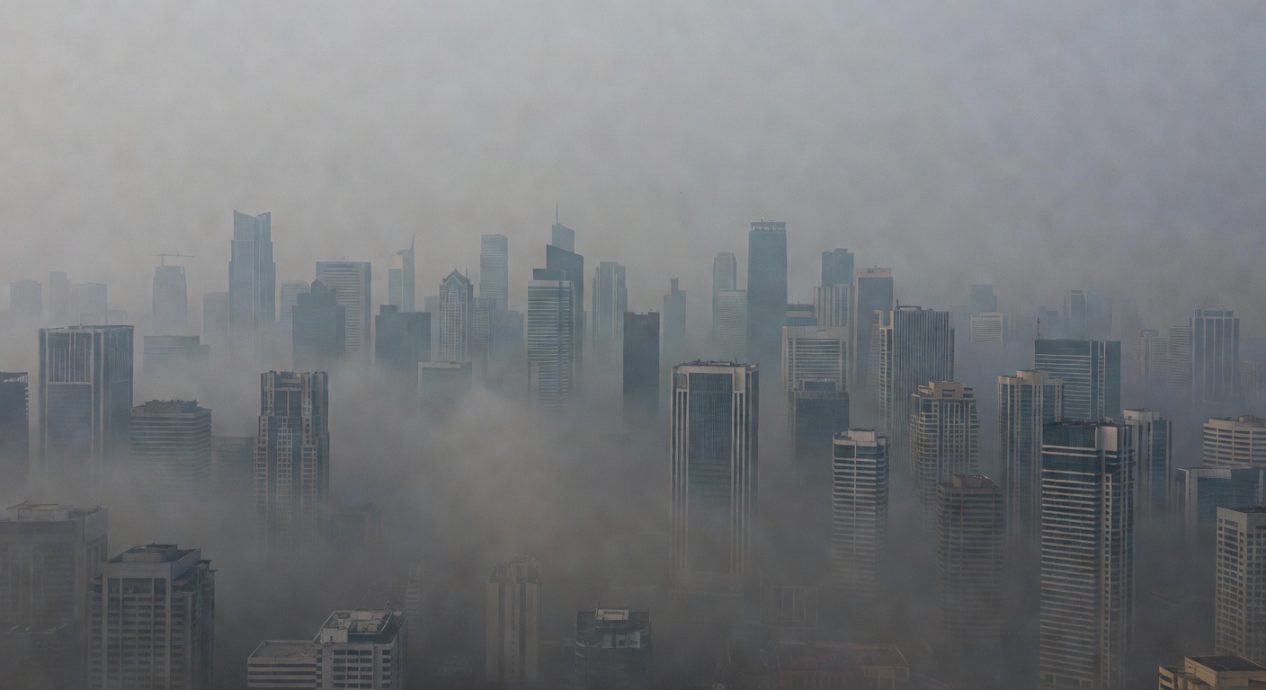 Smoggy city skyline
