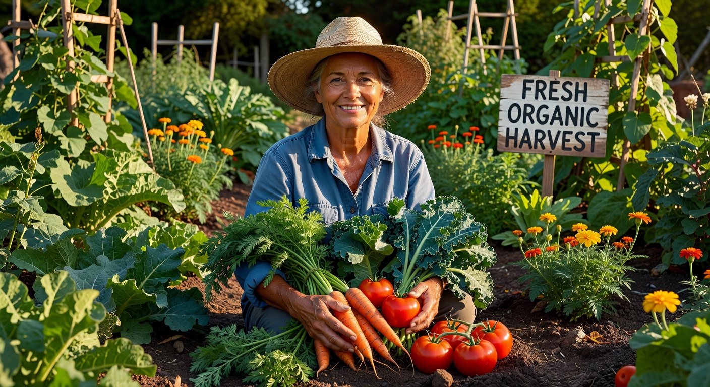 Woman harvesting garden
