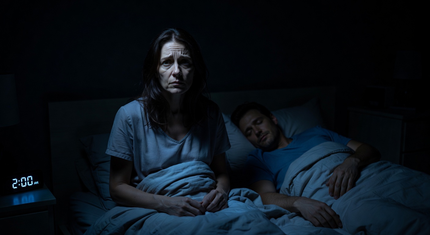 Woman awake at 2am in bed