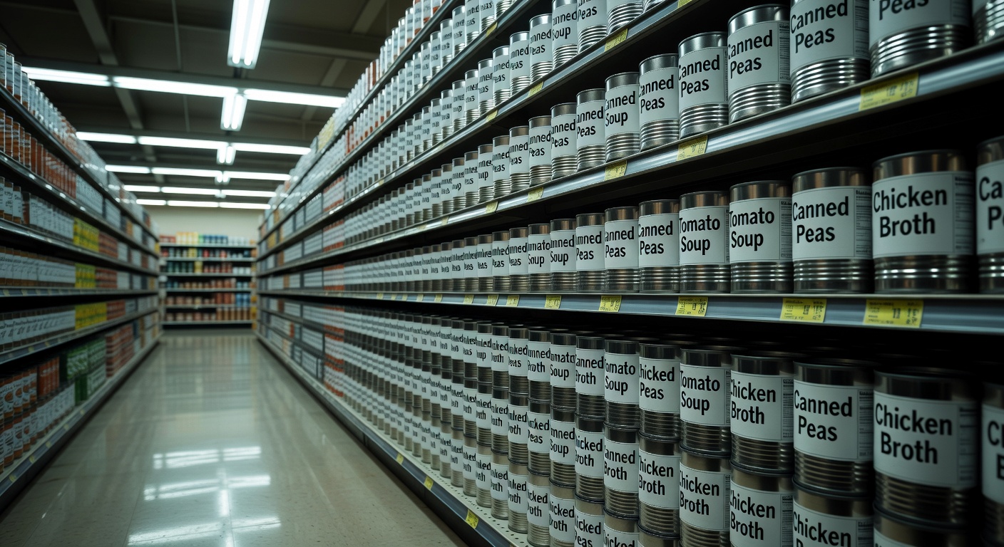 Grocery aisle canned goods