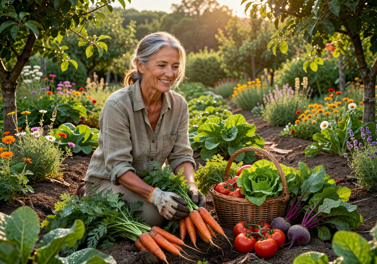 Harvesting in garden