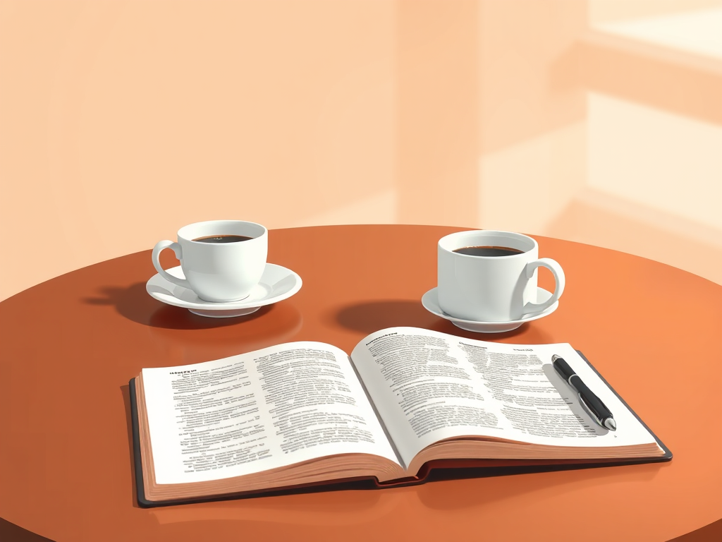 Coffee shop table with Bible and journal symbolizing thoughtful Christian dating