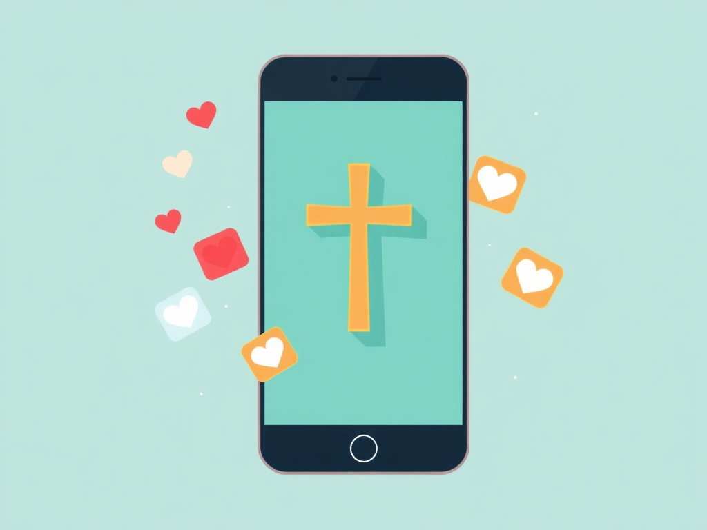 Smartphone with Christian symbols representing dating apps