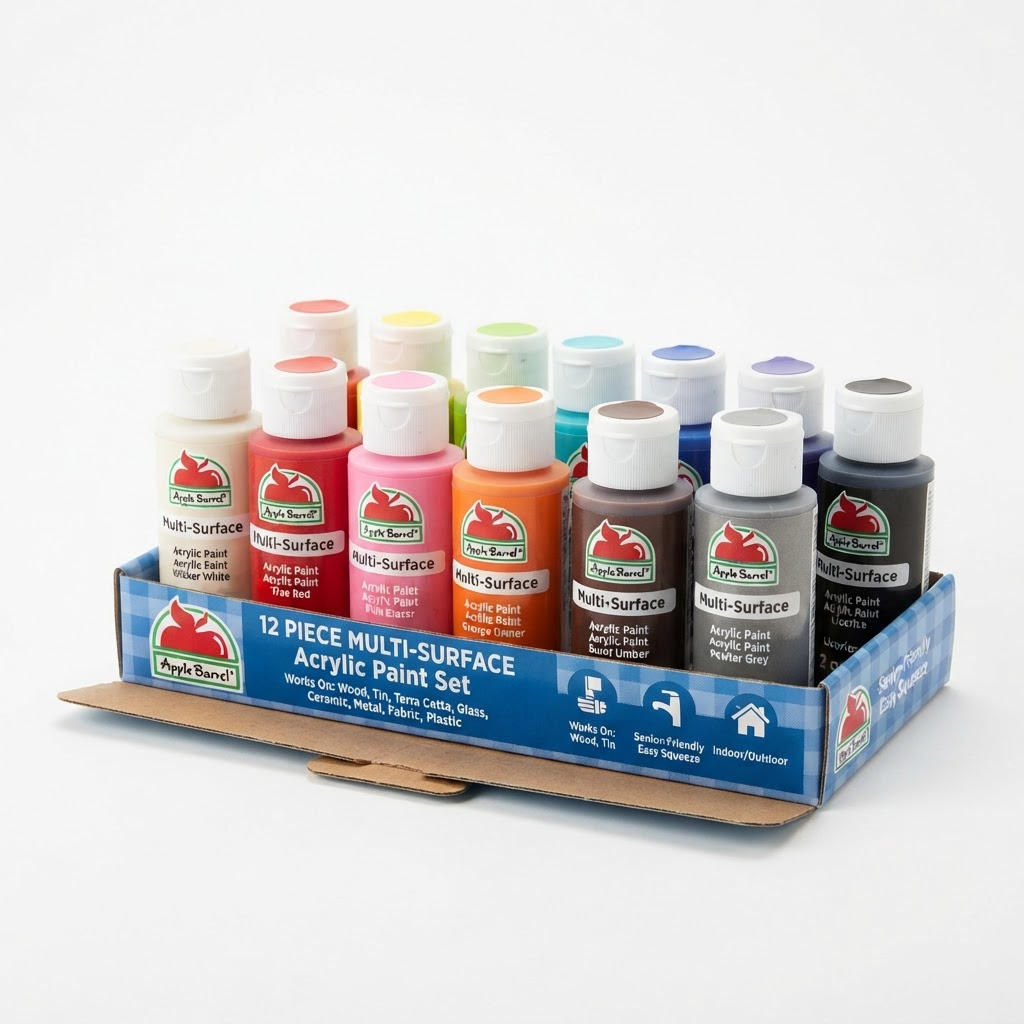 Apple Barrel Multi-Surface Acrylic Paint Set - Works on Tin & Metal