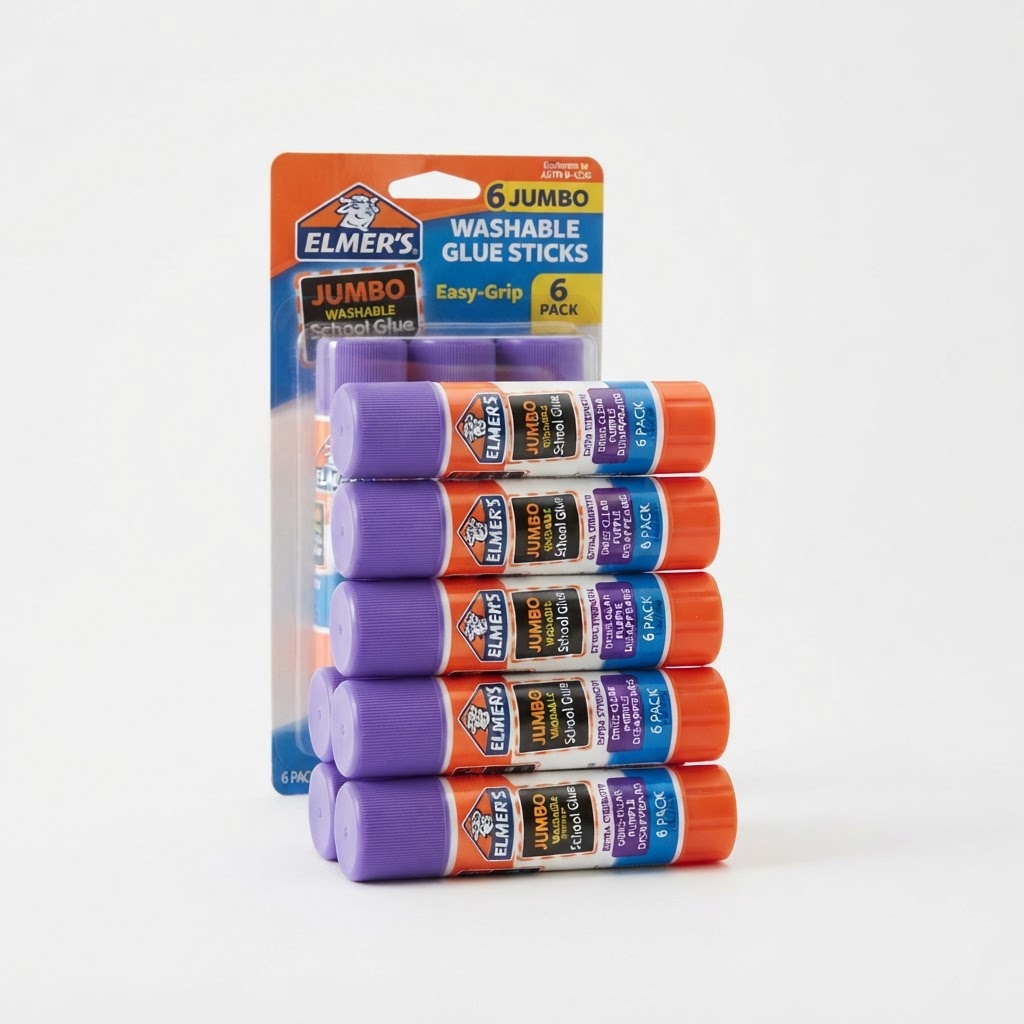 Elmer's Jumbo Washable Glue Sticks - 6 Pack, Easy Grip
