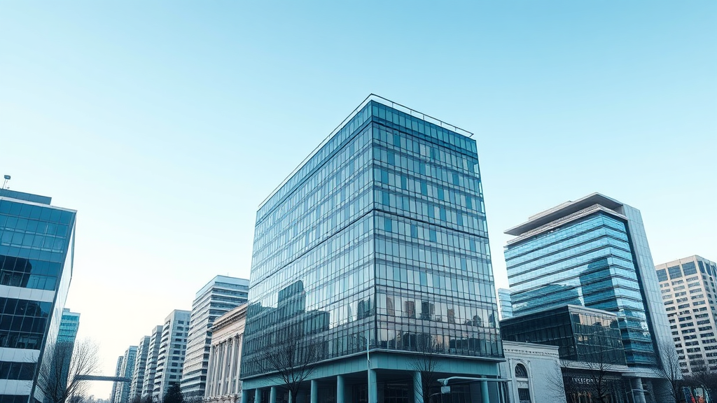 Modern commercial office buildings in a financial district