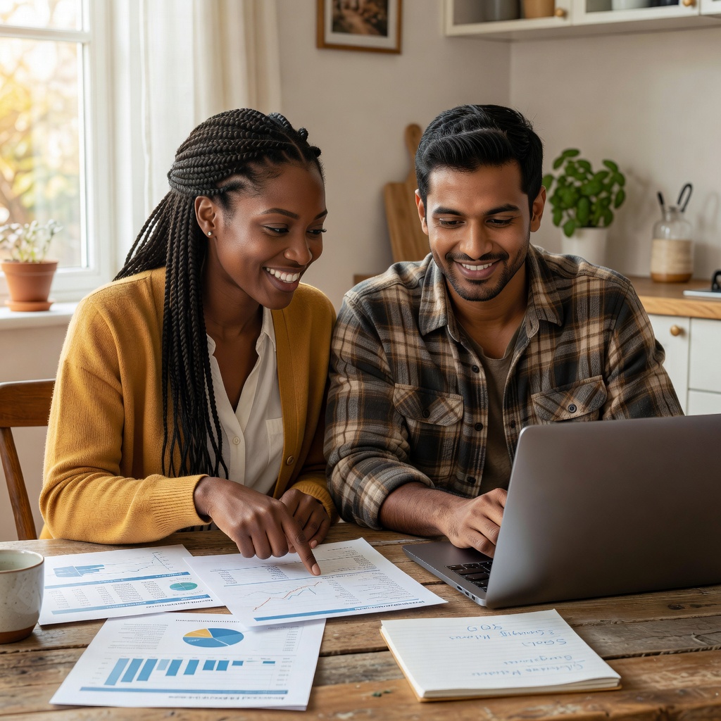 Couple reviewing finances