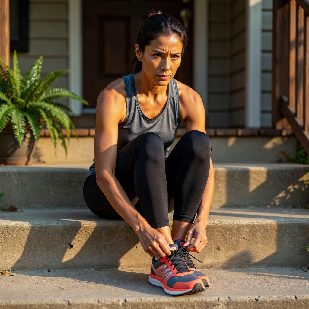 Core — Woman Tying Running Shoes Let's Get Started