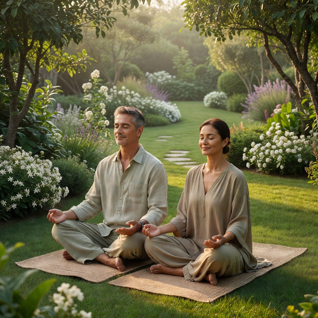 Core — Couple Meditating Together Outdoor Garden