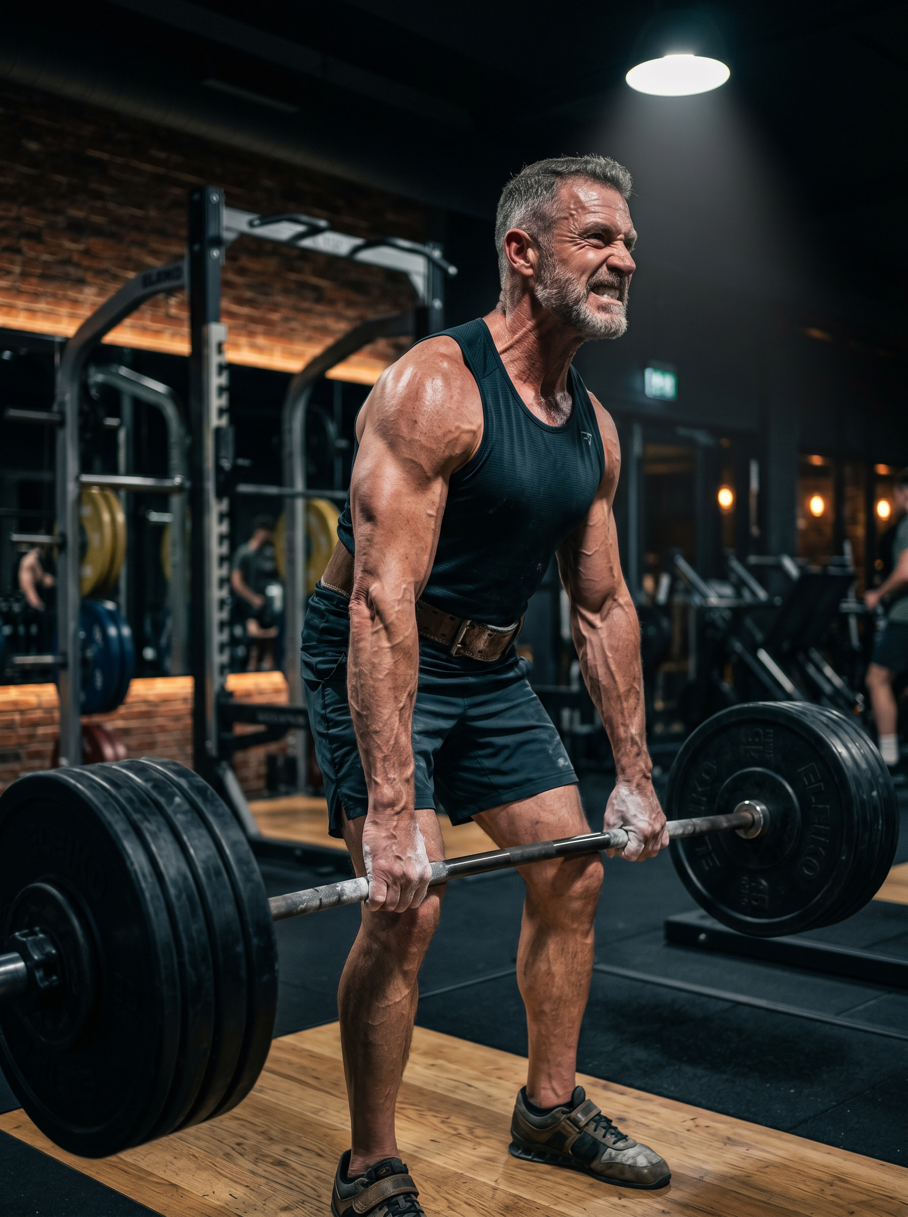 Core — Man Heavy Barbell Lift Premium Gym