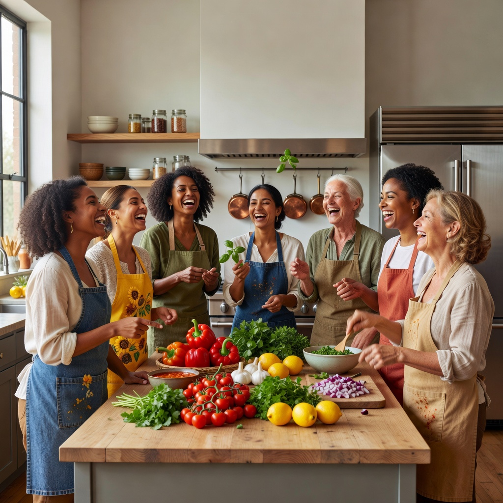 Core — Women Laughing Together in Cooking Class