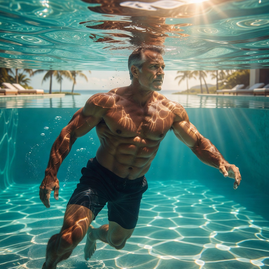 Core — Man Swimming in Luxury Infinity Pool