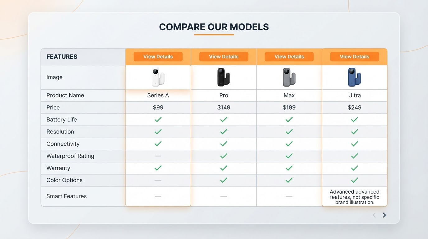 Amazon Premium A+ content Comparison Chart Module for Luminé Skincare variants