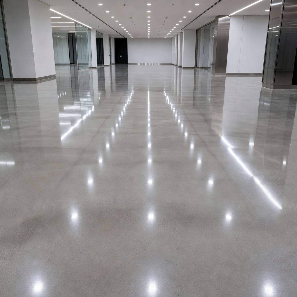 Polished concrete convention center floor coated with Premera T2 protective sealant