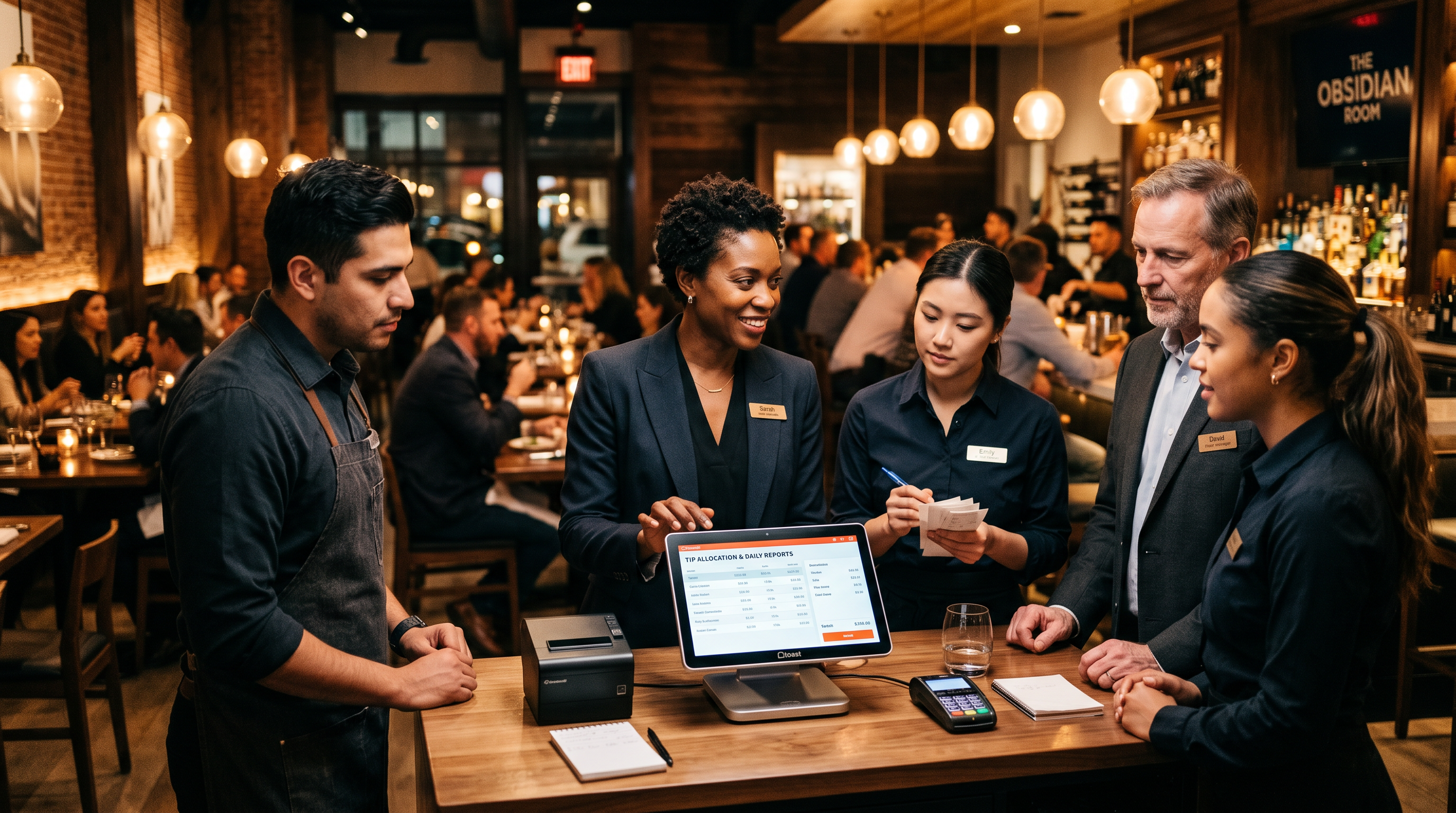 Restaurant staff processing reports