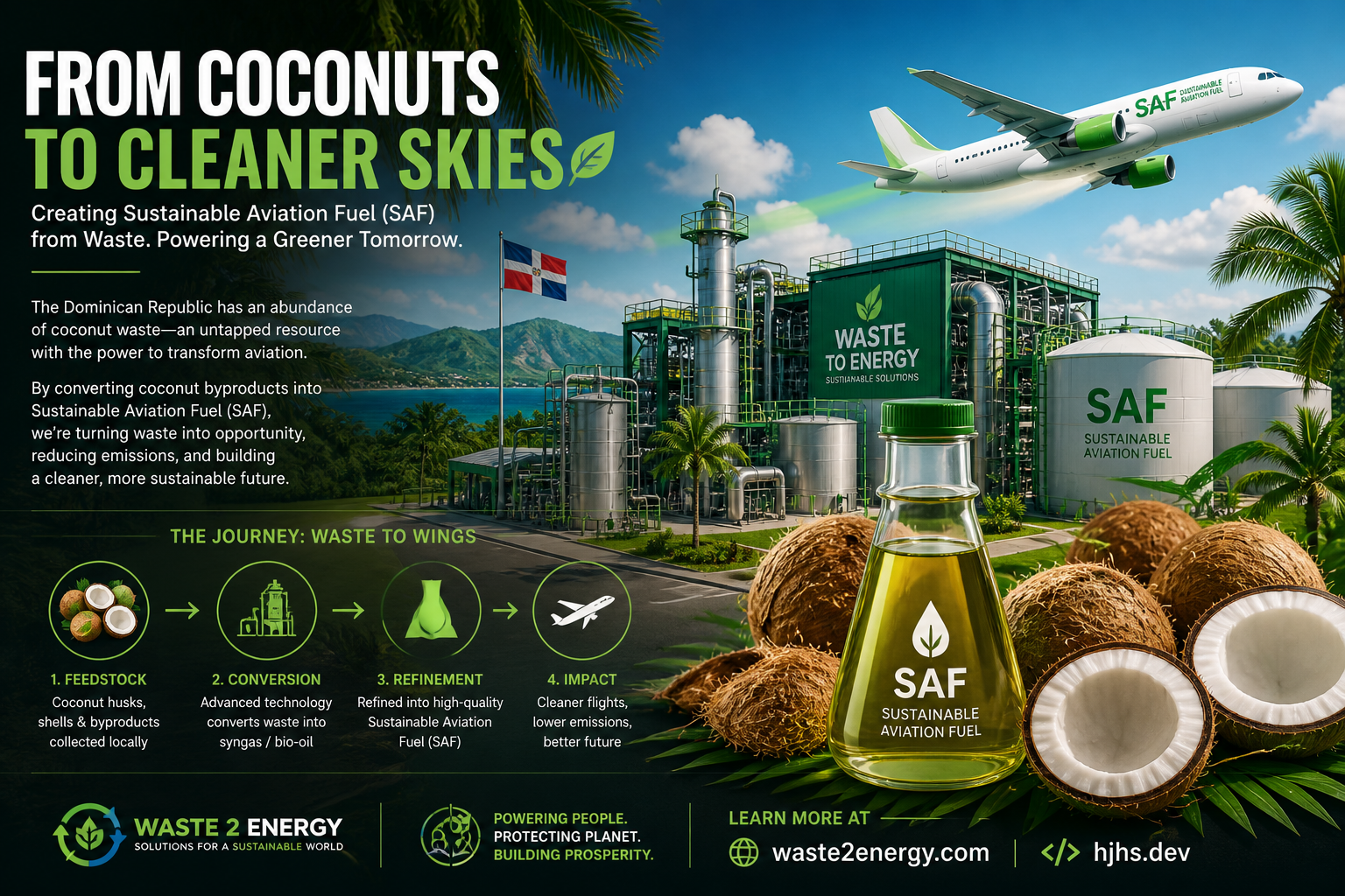 🌴 Turning Waste Into Fuel: How Coconuts in the Dominican Republic Can Power the Future of Aviation