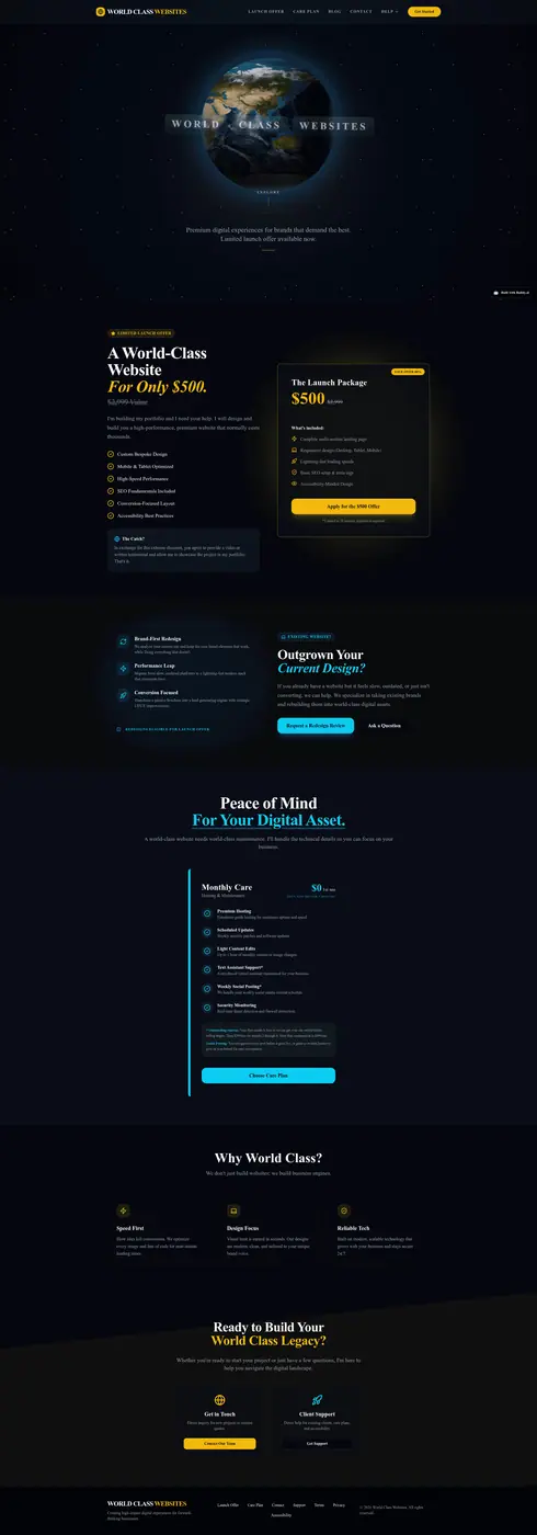 Screenshot of World Class Websites website
