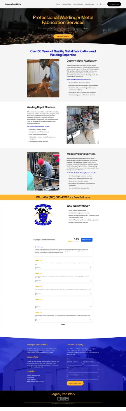 Legacy Iron Worx website screenshot