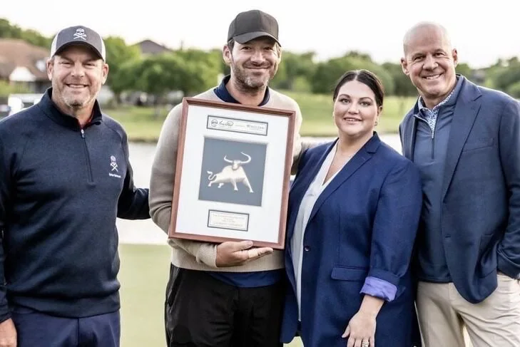 Mike Flaskey with Tony Romo on the golf course