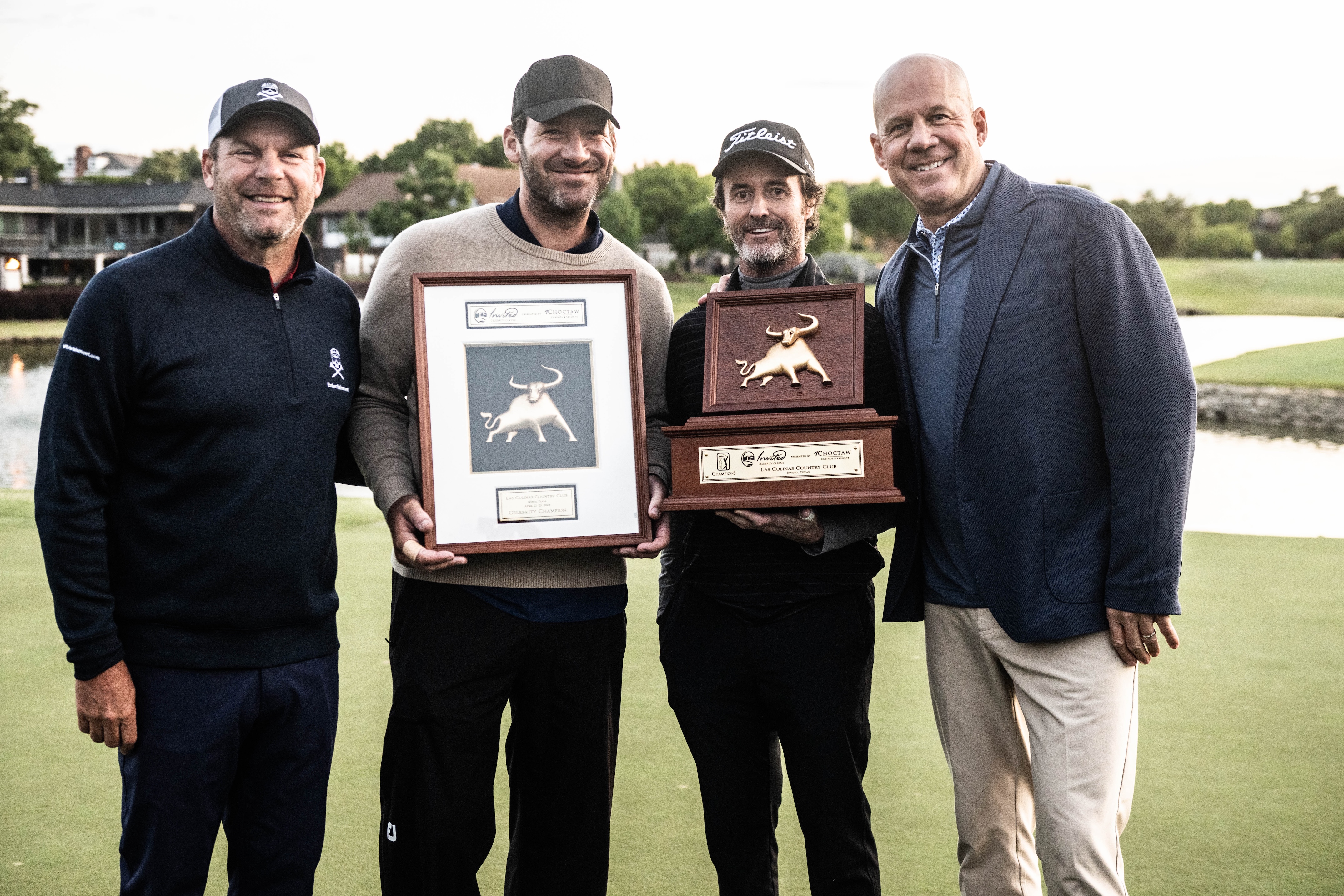 invited-celebrity-classic / trophy-presentation / tony-romo-mark-hensby-david-pillsbury-mike-flaskey