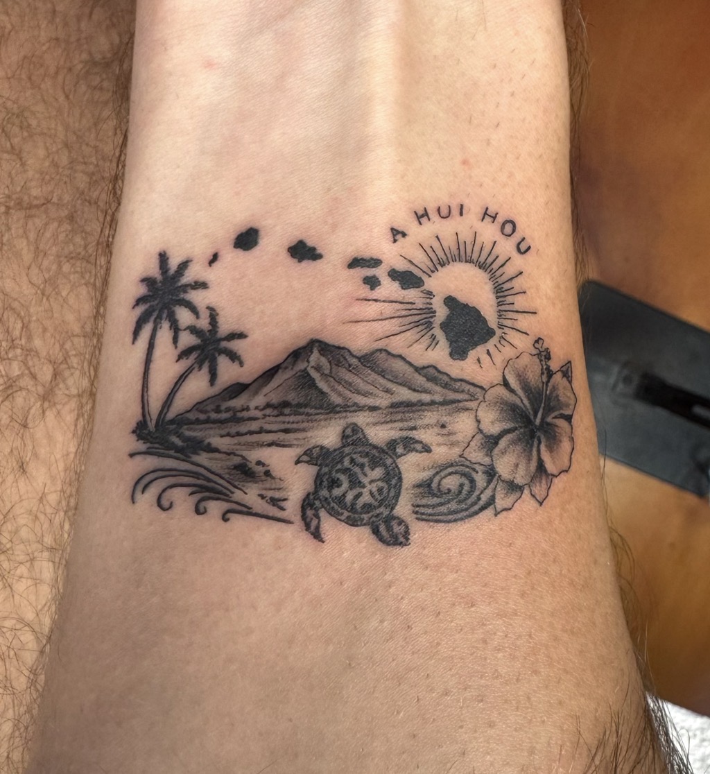 Marc Cabos Hawaii Ankle Scene Tattoo