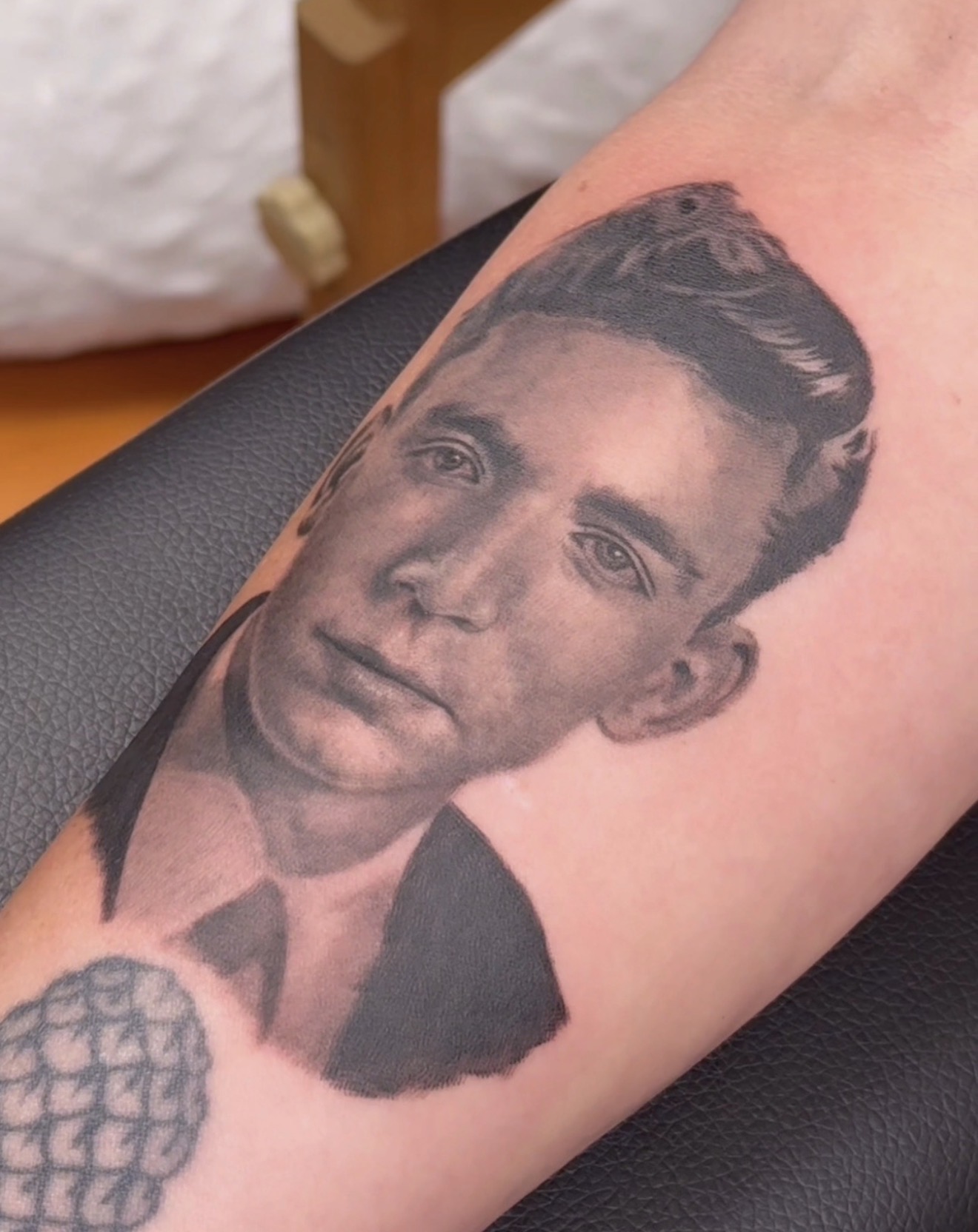 Black-and-grey portrait tattoo by Marc Cabos