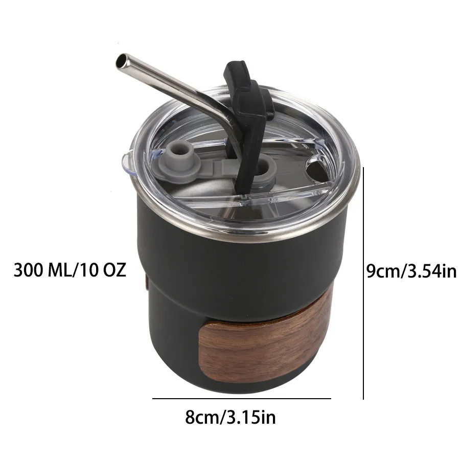 Size diagram showing 10 oz / 300 ml capacity and dimensions of the coffee cup