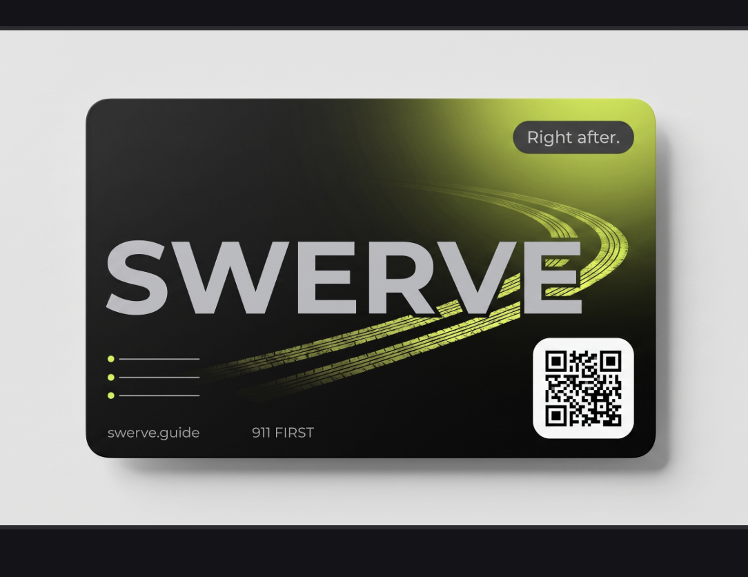 Swerve physical wallet card with right-after actions and QR code