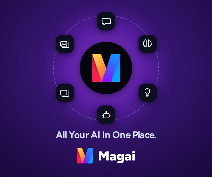 Magai all-in-one AI platform advertisement, purple creative