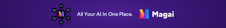 Magai all-in-one AI platform advertisement, purple wide creative