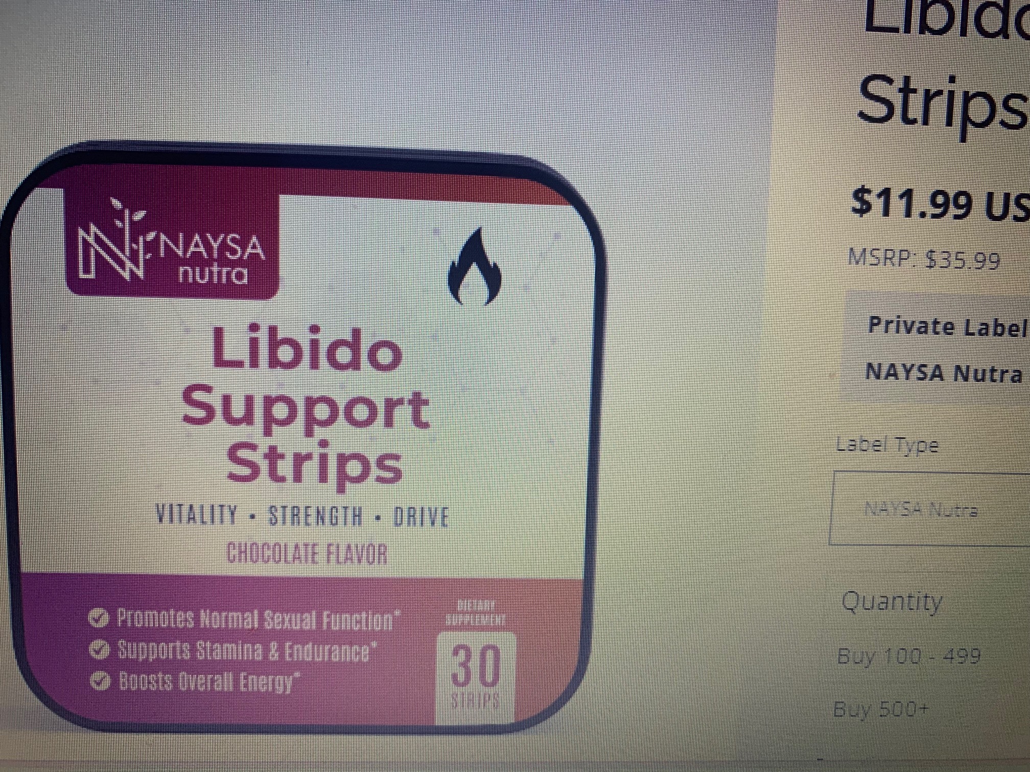 Libido Support Strips, Chocolate Flavor