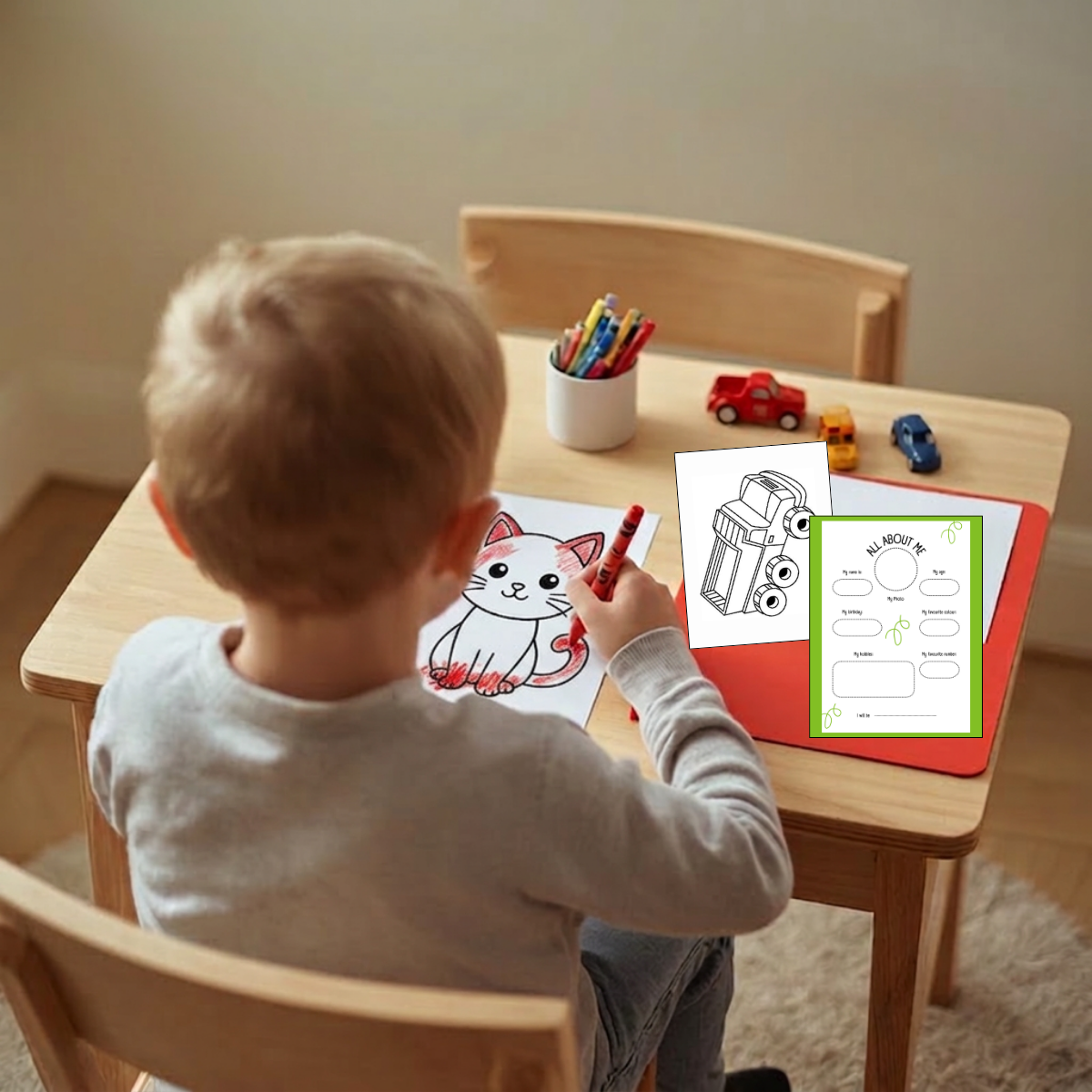 Young Boy personalized activity kit cover with rocket theme