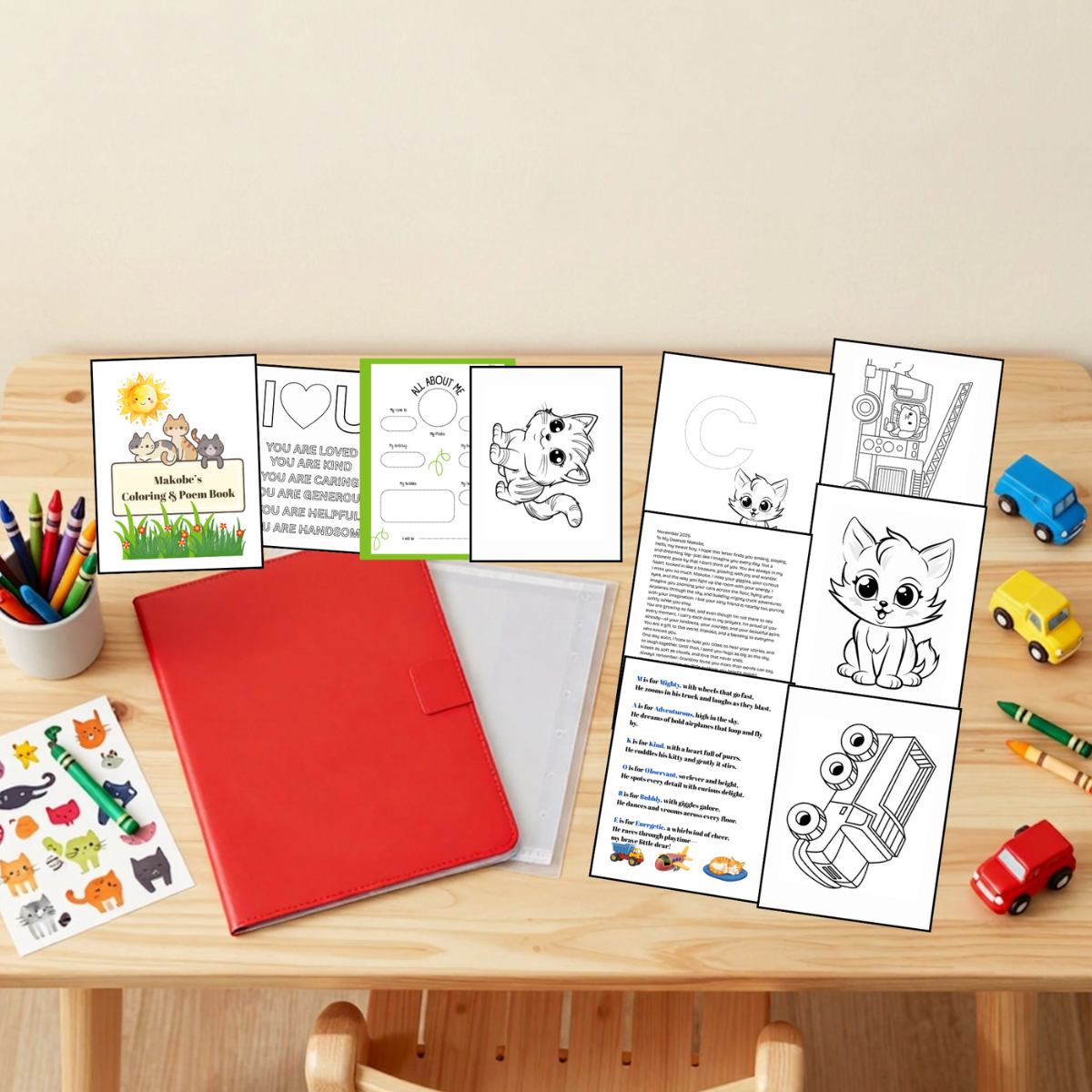 Young Boy activity page showing personalized maze and coloring