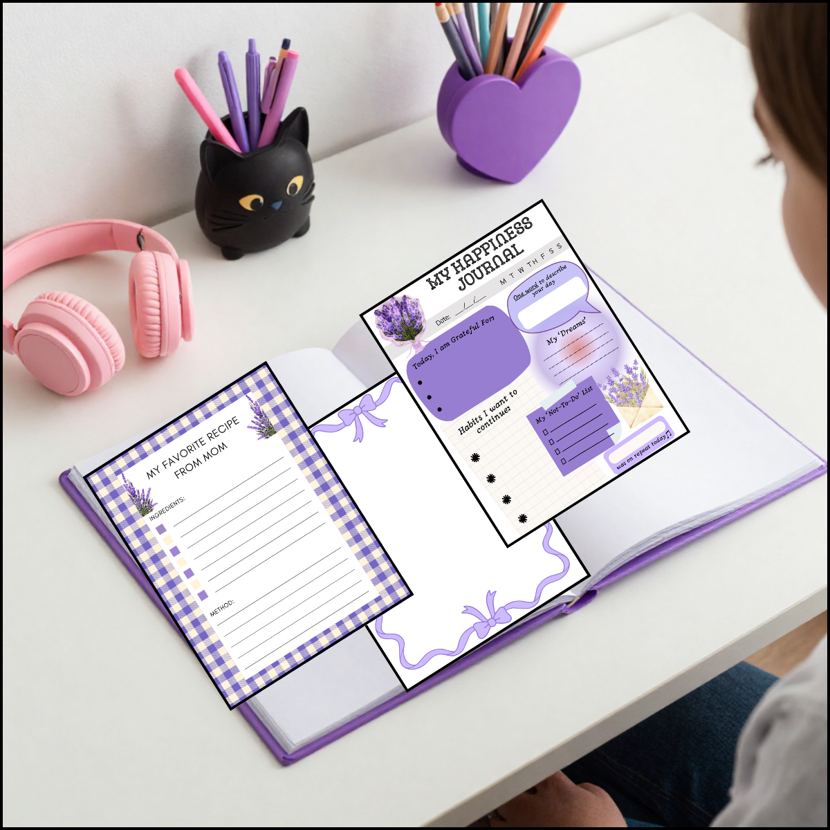 Teenage Girl personalized page showing hobbies, confidence prompts, and creative layout