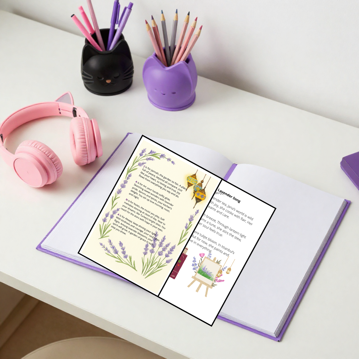 Teenage Girl creative activity page with custom puzzles and self-expression space