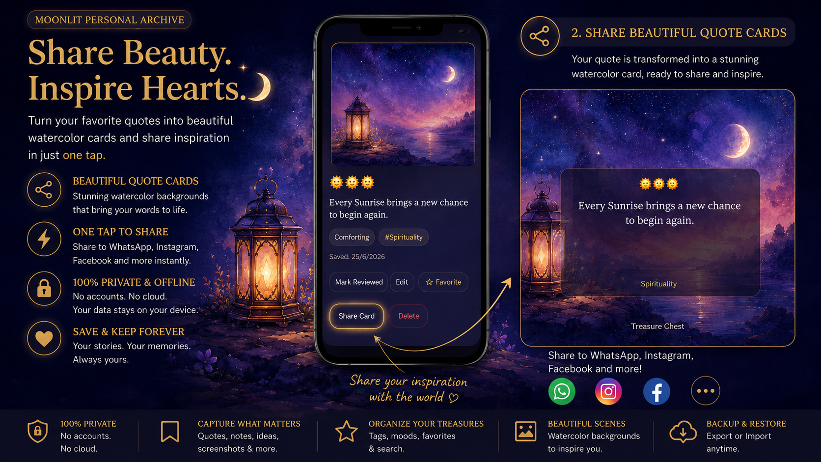 Share beautiful quote cards