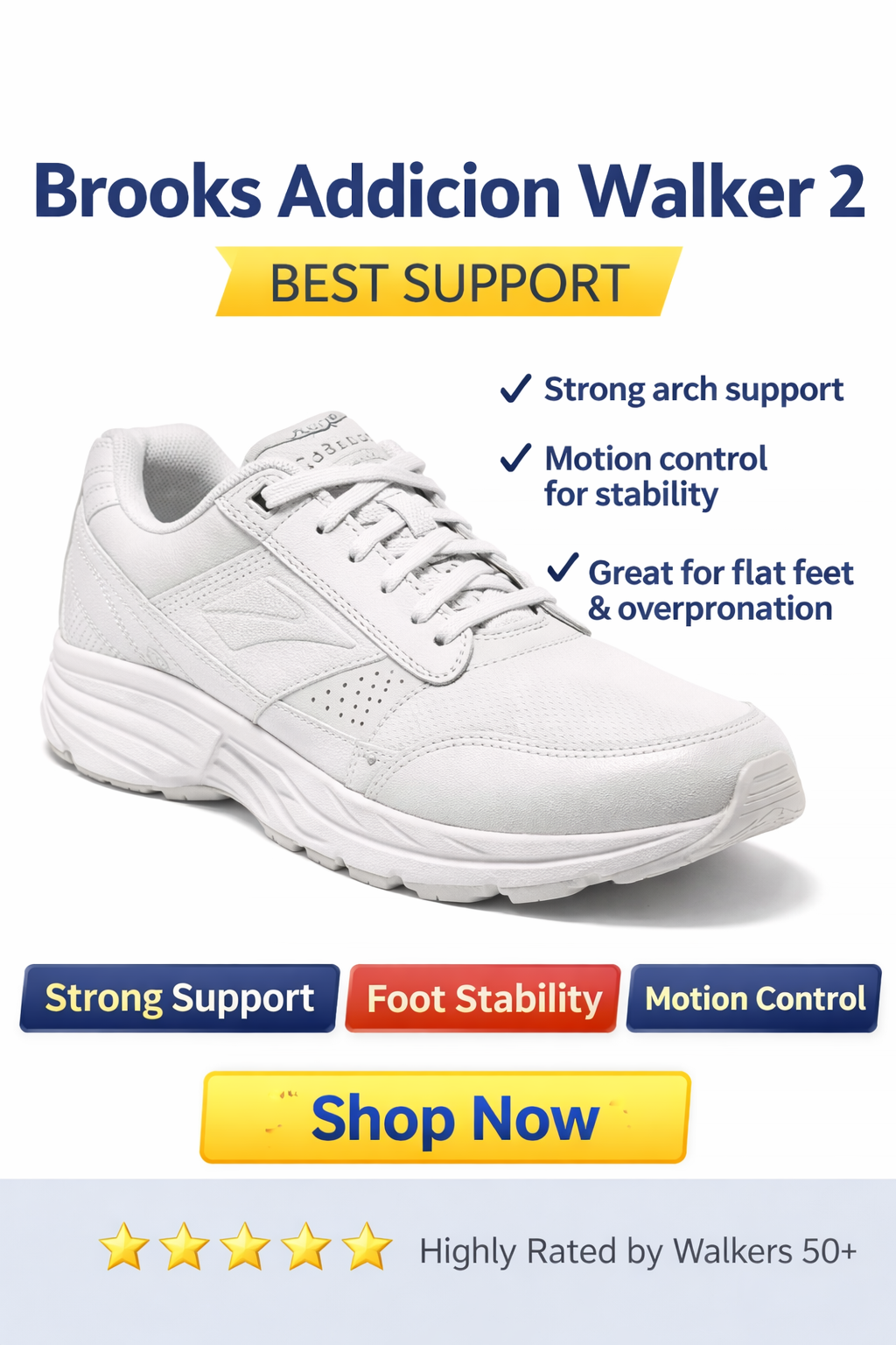 Brooks Addiction Walker 2 — Best Support walking shoe for flat feet and walkers 50+