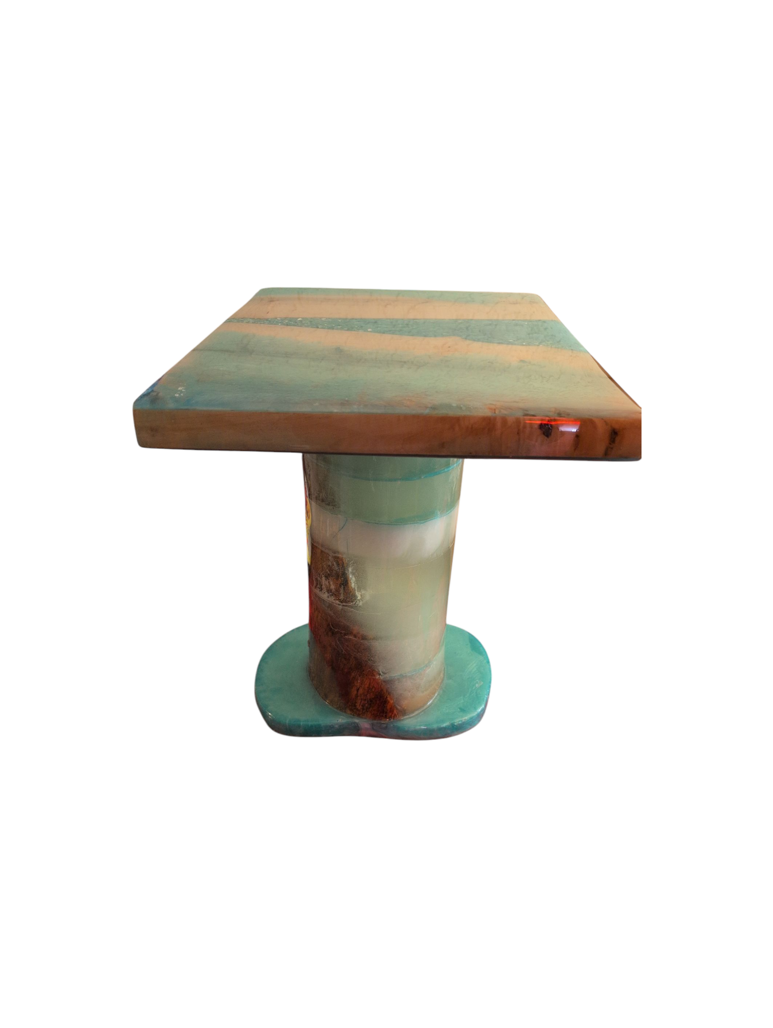 Teal River Pedestal Table view 3