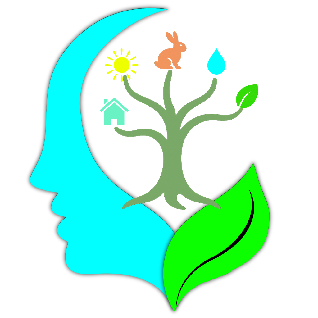 Sustainable Homestead Pathways logo - tree with sun, water, rabbit, leaf and home representing self-sufficient living