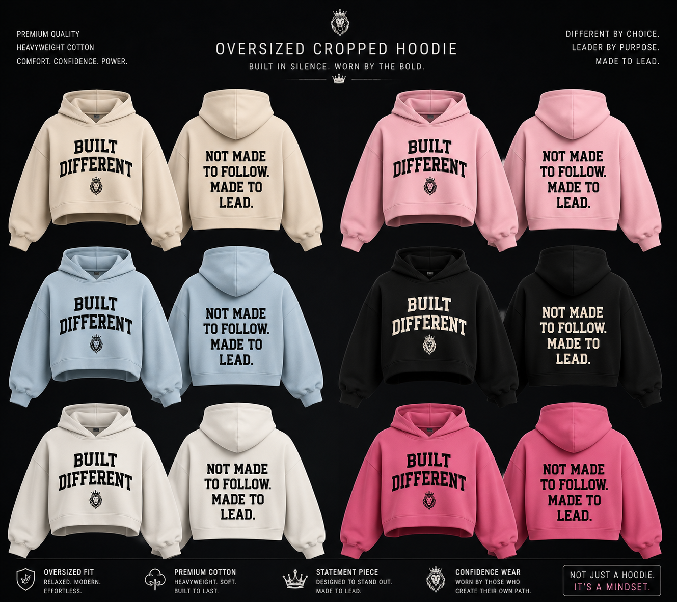 LION BUILT IN SILENCE™ Vanguard Cropped Hoodie | LION BUILT IN SILENCE™