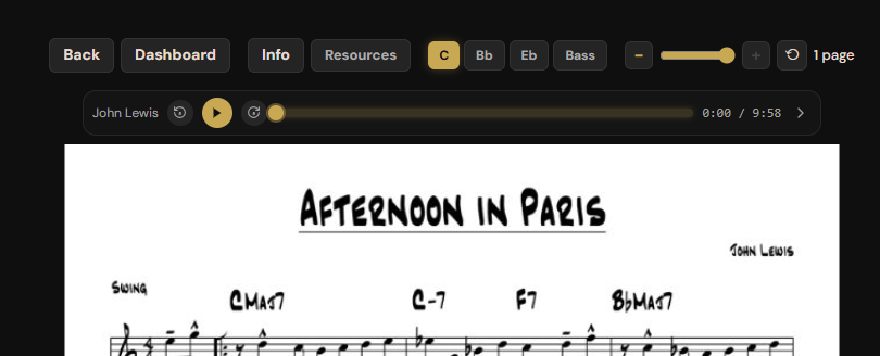 Interactive Sheet Music and Chart View