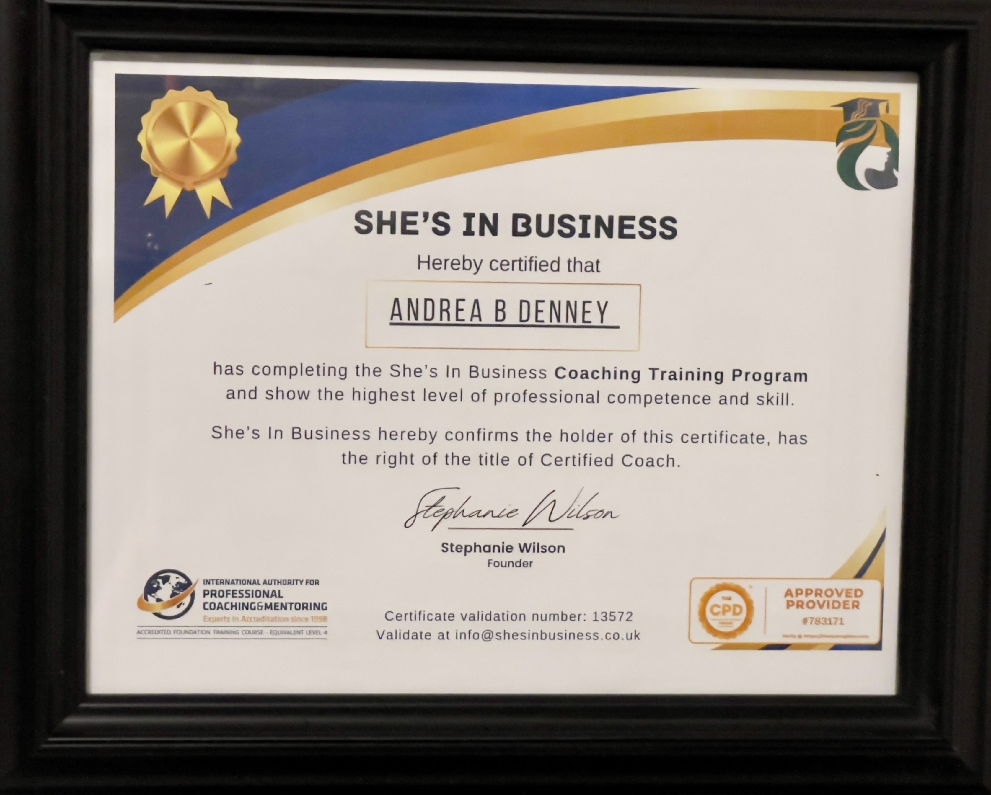 Consulting Certificate - press and credibility feature for Andrea B. Denney, Voice Preservation Artist