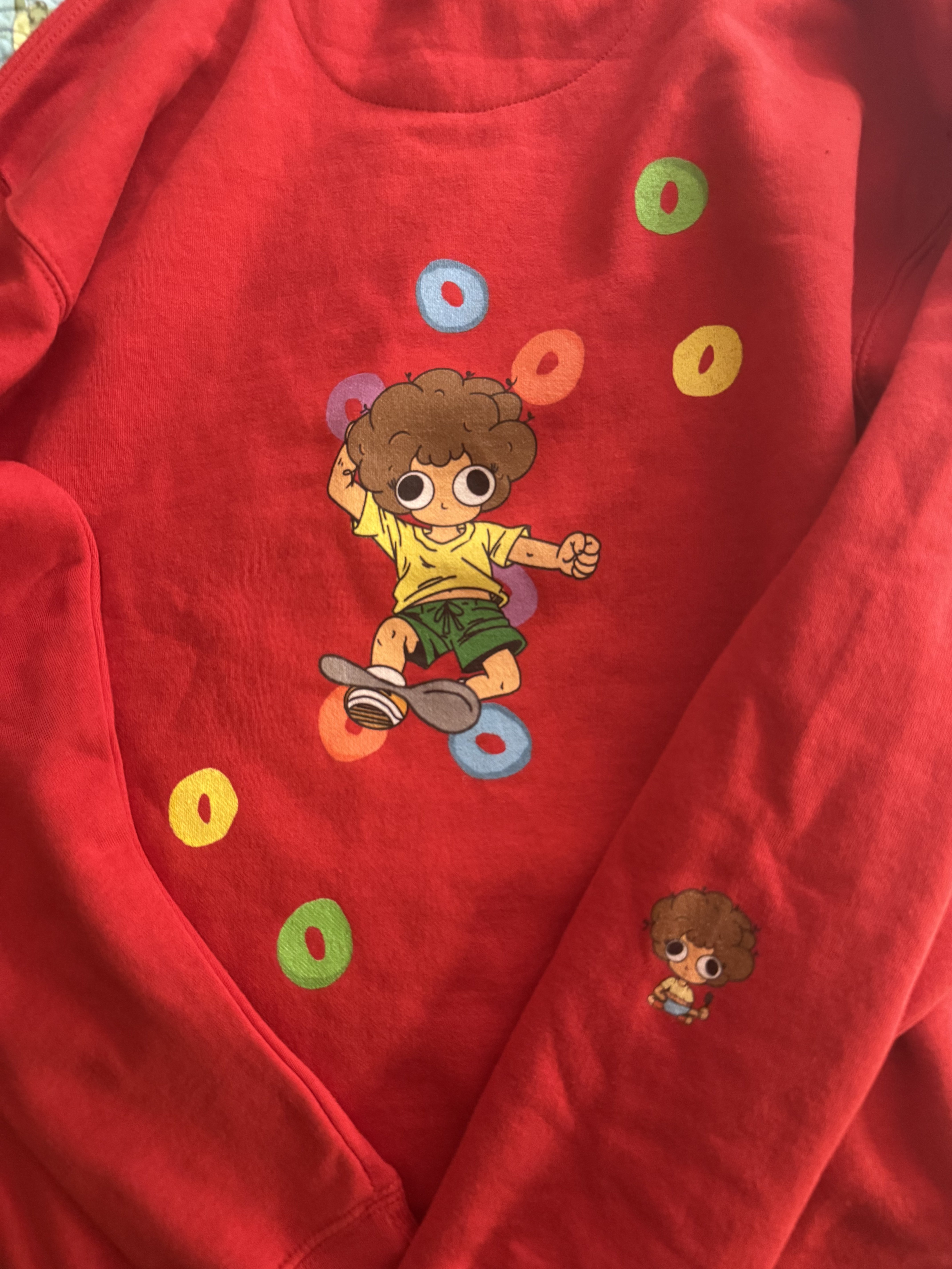 Red Cereal Loops hoodie back detail