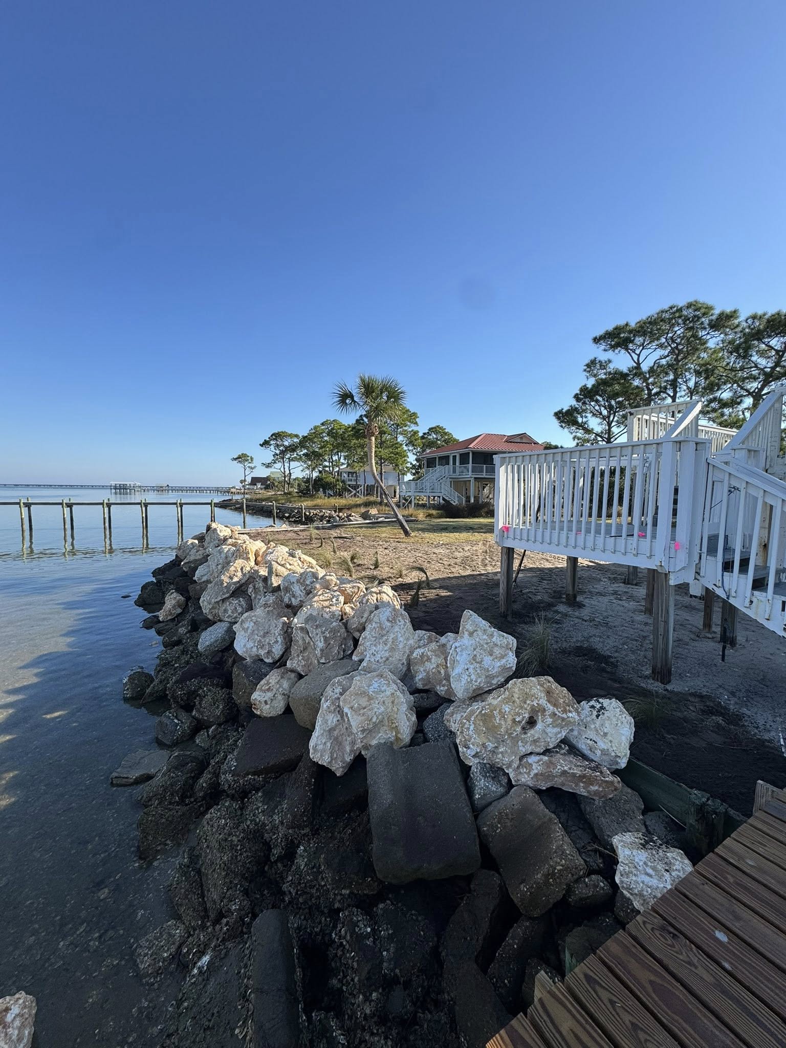 Shoreline rock stabilization project