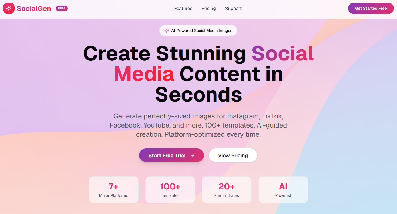SocialGen website screenshot