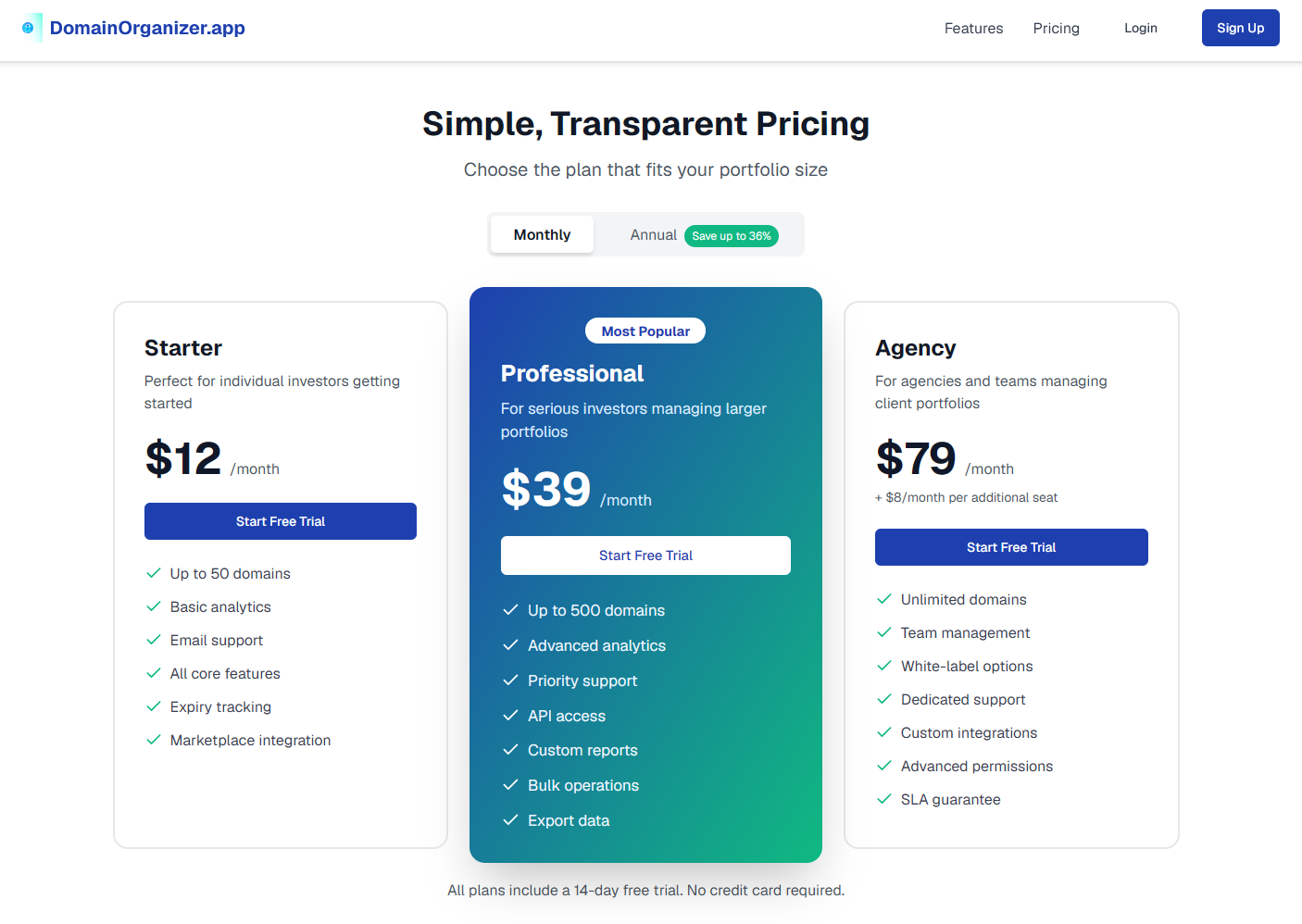 DomainOrganizer.app website screenshot