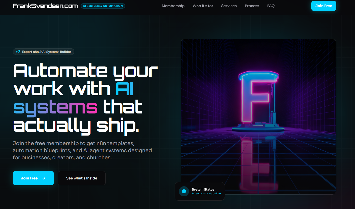 FrankSvendsen.com website screenshot