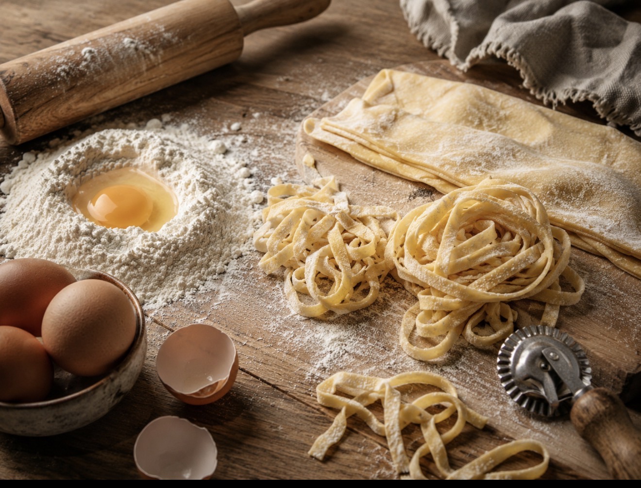 Fresh ingredients for handmade pasta